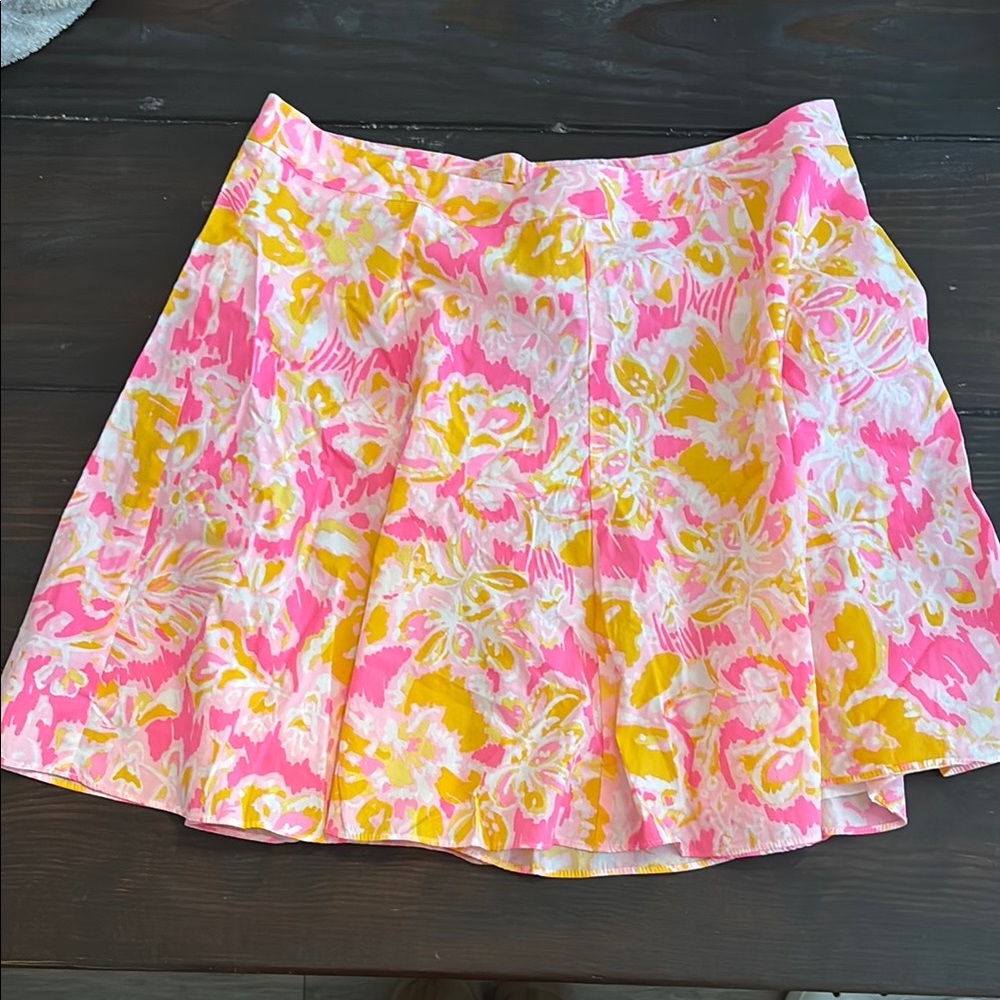 Lilly Pulitzer Floral Pink and Yellow Mini Skirt